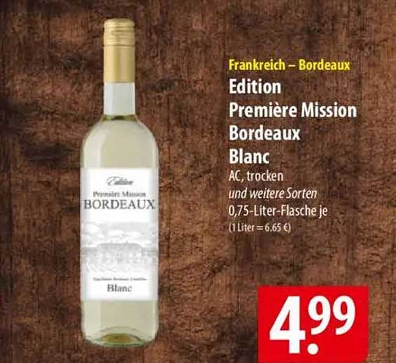 Edition Première Mission Bordeaux Blanc, 0,75-Liter-Flasche