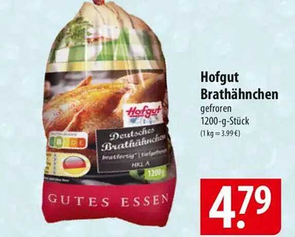 Hofgut Brathähnchen gefroren 1200-g-Stück