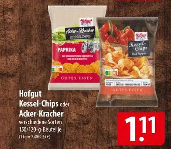 Hofgut Kessel-Chips oder Acker-Kracher verschiedene Sorten 150/120-g-Beutel je