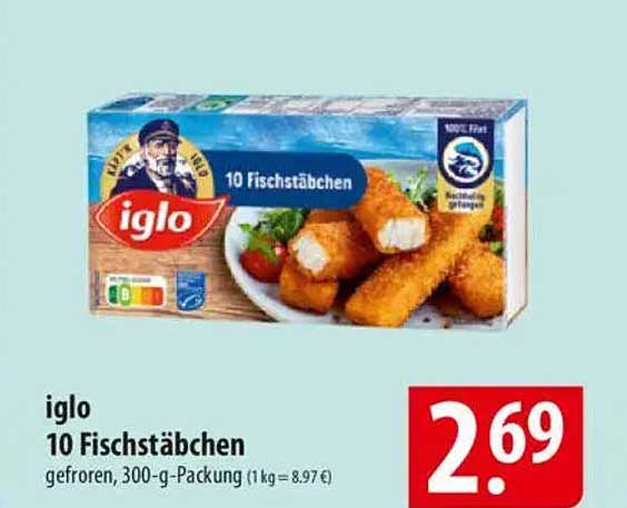 iglo 10 Fischstäbchen - gefroren, 300-g-Packung