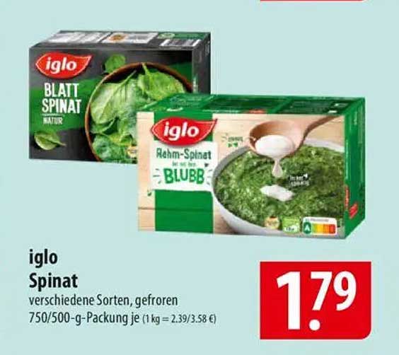 iglo Spinat - verschiedene Sorten, gefroren