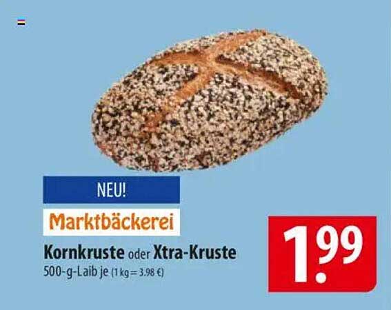 Kornkruste oder Xtra-Kruste, 500-g-Laib