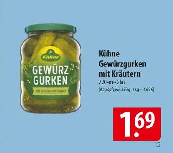 Kühne Gewürzgurken mit Kräutern 720-ml-Glas