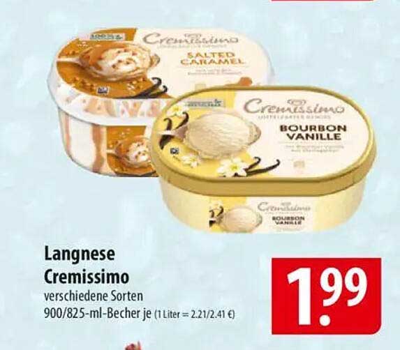 Langnese Cremissimo verschiedene Sorten 900/825-ml-Becher