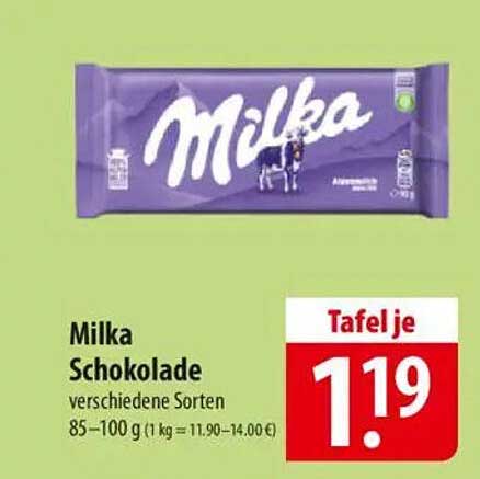 Milka Schokolade verschiedene Sorten 85–100 g