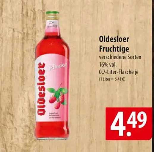 Oldesloer Fruchtige verschiedene Sorten 0,7-Liter-Flasche je 4,49 €