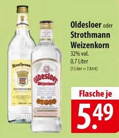 Oldesloer oder Strothmann Weizenkorn 0,7 Liter