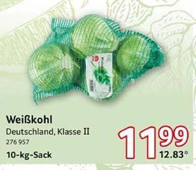 Weißkohl Deutschland, Klasse II im 10-kg-Sack
