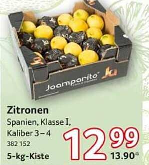 Zitronen 5-kg-Kiste - Klasse I, Kaliber 3-4