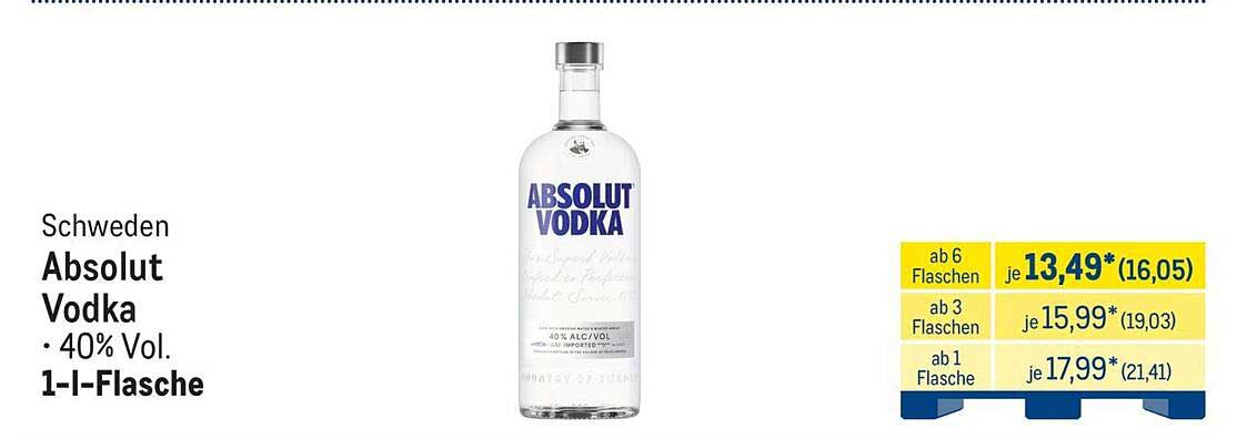 Absolut Vodka 40% Vol. 1-l-Flasche