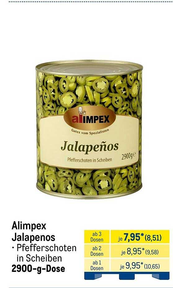 Alimpex Jalapenos • Pfefferschoten in Scheiben 2900-g-Dose