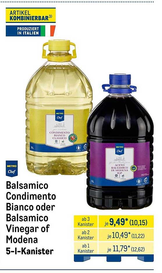 Balsamico Condimento Bianco oder Balsamico Vinegar of Modena 5-I-Kanister