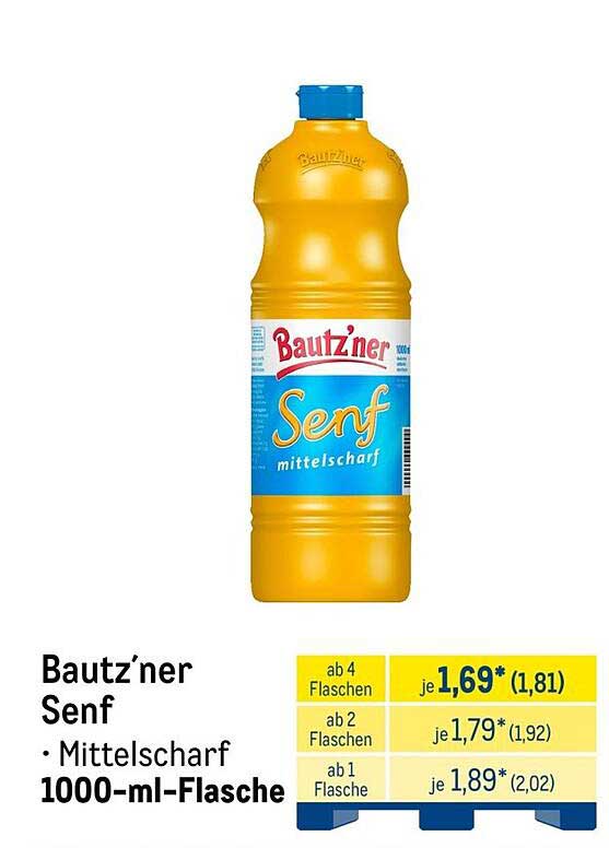 Bautz'ner Senf • Mittelscharf 1000-ml-Flasche