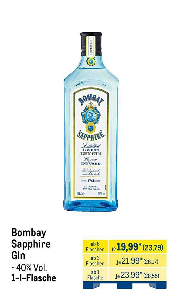 Bombay Sapphire Gin • 40% Vol. 1-l-Flasche