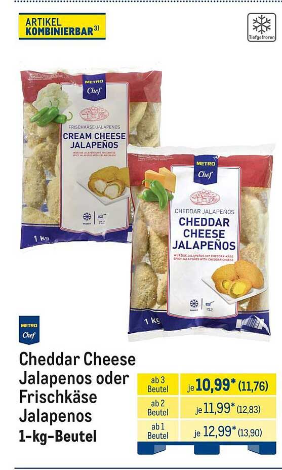 Cheddar Cheese Jalapenos oder Frischkäse Jalapenos 1-kg-Beutel