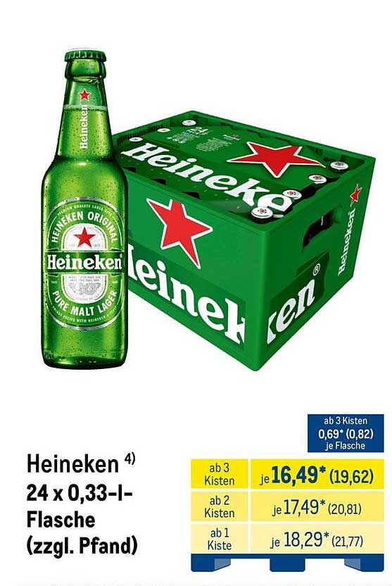 Heineken 24 x 0,33-l-Flasche (zzgl. Pfand)