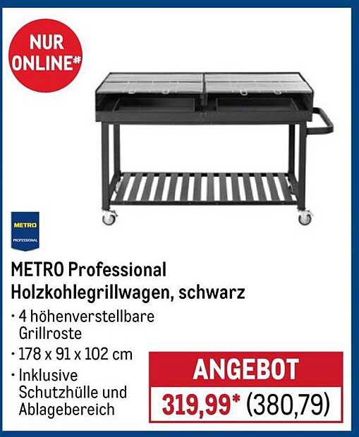 METRO Professional Holzkohlegrillwagen, schwarz