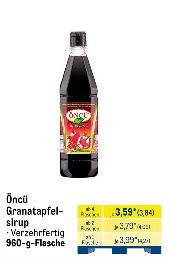 Öncü Granatapfel-sirup · Verzehrfertig 960-g-Flasche