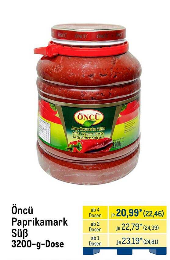 Öncü Paprikamark Süß 3200-g-Dose