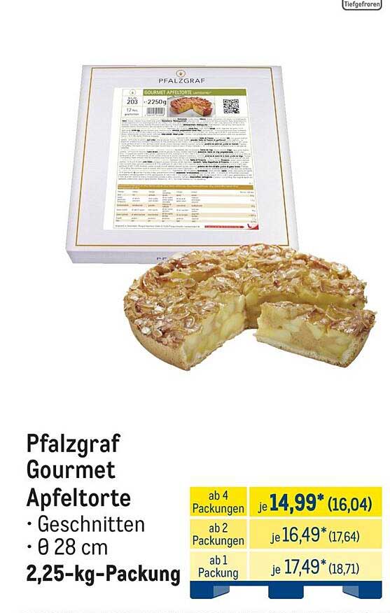 Pfalzgraf Gourmet Apfeltorte • Geschnitten • Ø 28 cm 2,25-kg-Packung