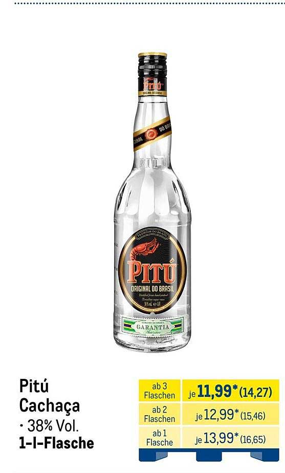 Pitú Cachaça - 38% Vol. 1-l-Flasche