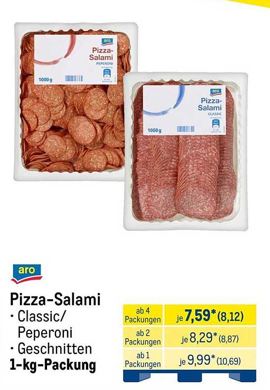 Pizza-Salami Classic/Peperoni Geschnitten 1-kg-Packung