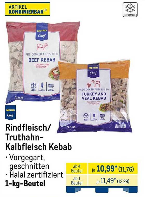 Rindfleisch/Truthahn-Kalbfleisch Kebab