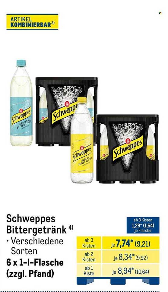 Schweppes Bittergetränk
• Verschiedene Sorten
6 x 1-l-Flasche (zzgl. Pfand)