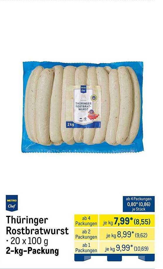 Thüringer Rostbratwurst • 20 x 100 g 2-kg-Packung