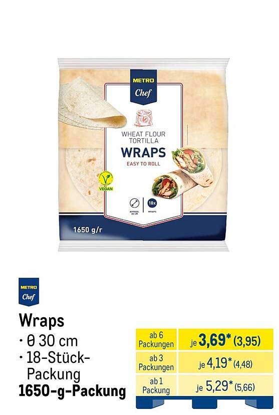 Wraps · Ø 30 cm · 18-Stück-Packung · 1650-g-Packung