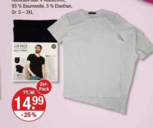 2er-Pack Herren T-Shirts – V-Ausschnitt oder Rundhals