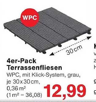 4er-Pack Terrassenfliesen