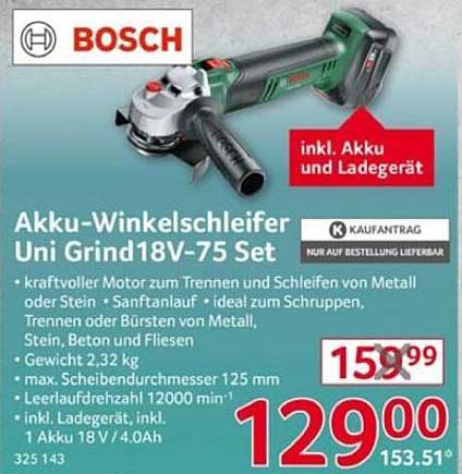 Akku-Winkelschleifer Uni Grind18V-75 Set