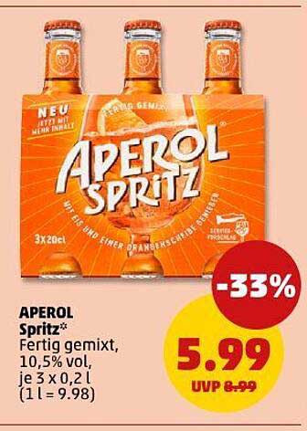 APEROL Spritz - Fertig gemixt, 10,5% vol, je 3 x 0,2 L