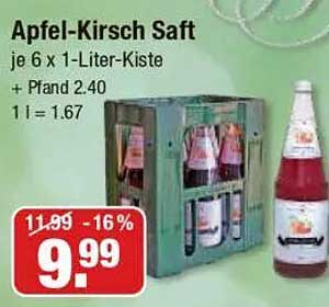 Apfel-Kirsch Saft je 6 x 1-Liter-Kiste + Pfand 2.40