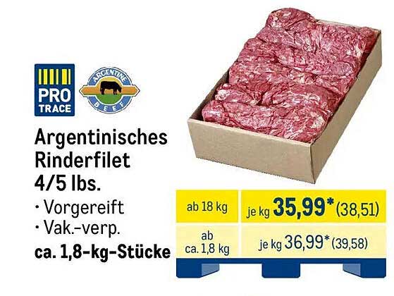 Argentinisches Rinderfilet 4/5 lbs - Vorverpackt und vakuumiert