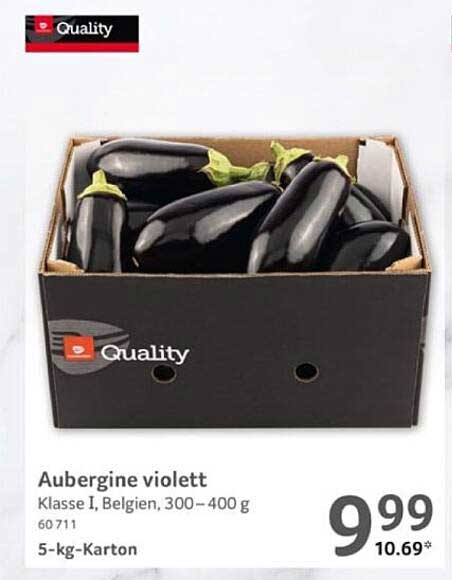 Aubergine violett, Klasse I, Belgien, 5-kg-Karton