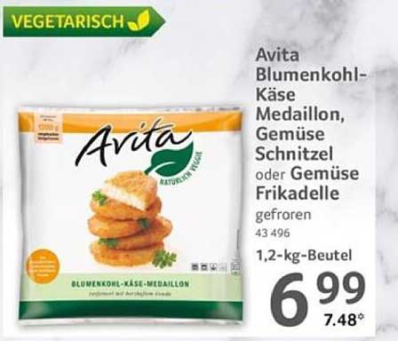 Avita Blumenkohl-Käse Medaillon, Gemüse Schnitzel oder Gemüse Frikadelle