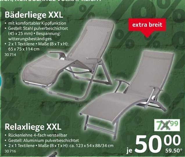 Bäderliege XXL und Relaxliege XXL