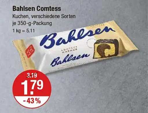 Bahlsen Comtess Kuchen, verschiedene Sorten je 350-g-Packung