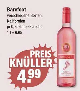 Barefoot Wein, verschiedene Sorten, Kalifornien je 0,75-Liter-Flasche