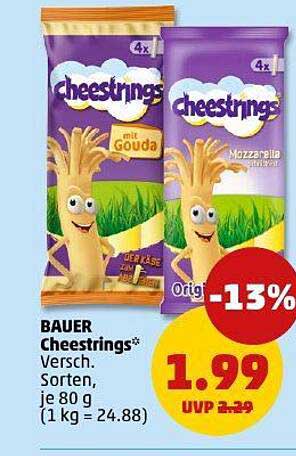 BAUER Cheesstrings, Versch. Sorten, je 80 g