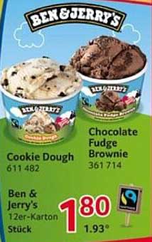 Ben & Jerry's 12er-Karton – Cookie Dough & Chocolate Fudge Brownie