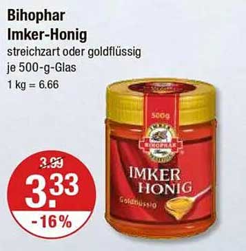 Bihophar Imker-Honig streichzart oder goldflüssig je 500-g-Glas
