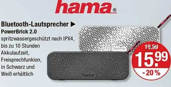 Bluetooth-Lautsprecher PowerBrick 2.0 von hama