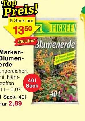 Blumenerde - 40 Liter Sack für nur 2,89 €