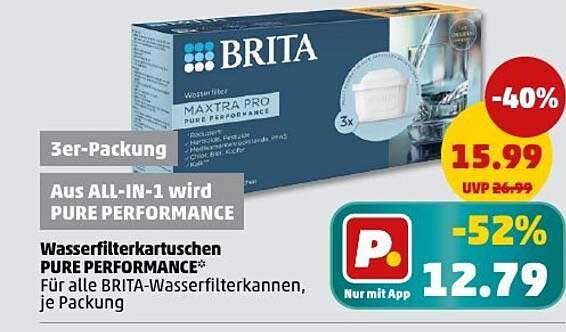 BRITA Wasserfilterkartuschen MAXTRA PRO PURE PERFORMANCE - 3er-Packung