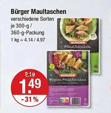 Bürger Maultaschen – verschiedene Sorten