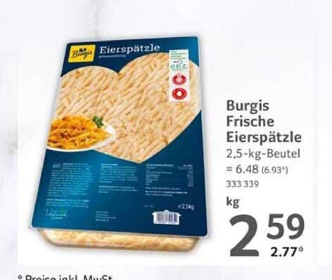 Burgis Frische Eierspätzle - 2,5 kg Beutel