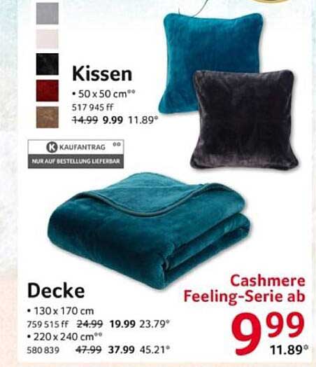 Cashmere Feeling-Serie Decke und Kissen